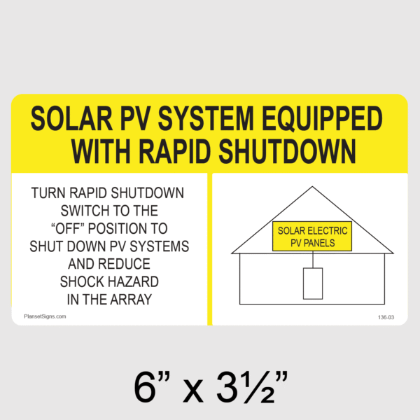 136-03 PV Rapid Shutdown Label
