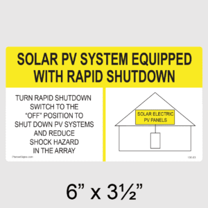 PV Rapid Shutdown Label, SKU 136-03