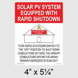 PV Rapid Shutdown Label, SKU 137-03-36