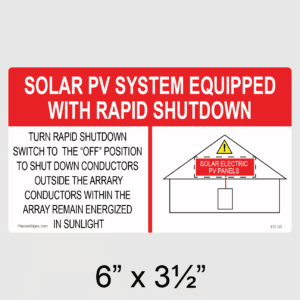 PV Rapid Shutdown Label, SKU 137-03