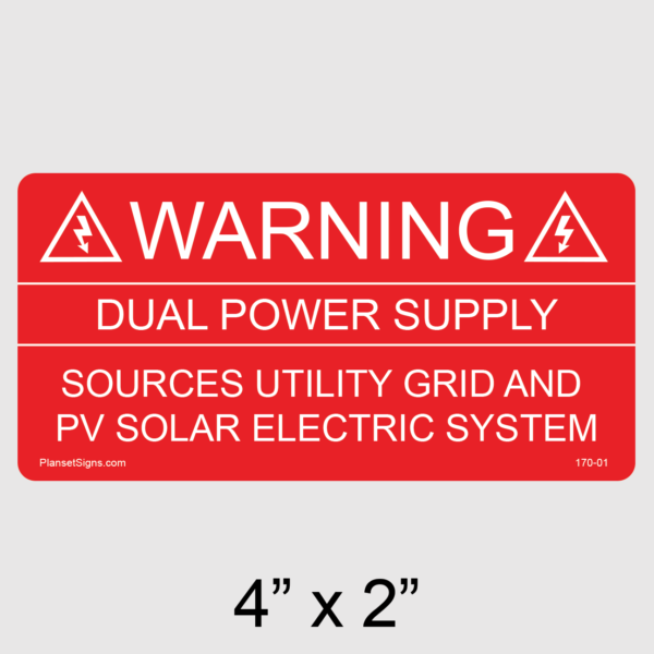 170-01 Warning Dual Power Supply Label