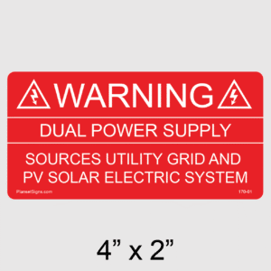 Warning Dual Power Supply Label, SKU 170-01