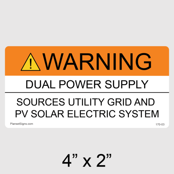 170-03 Warning Dual Power Supply Label