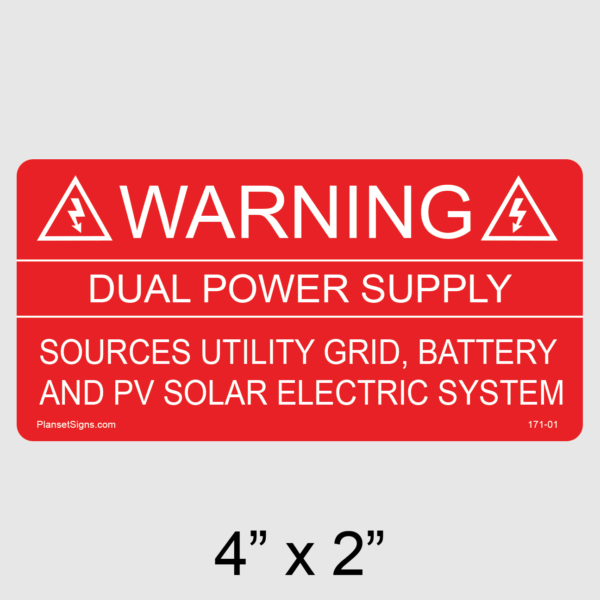 171-01 Warning Dual Power Supply Label