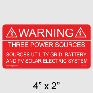 Warning Three Power Sources Label, SKU 171-01