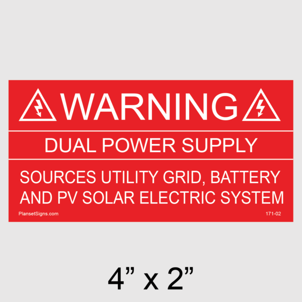 171-02 Warning Dual Power Supply Placard