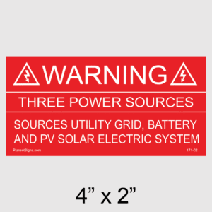 Warning Three Power Sources Placard, SKU 171-02