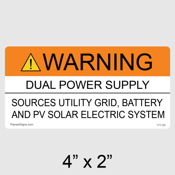 171-03 Warning Dual Power Supply Label