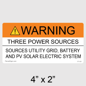 Warning Three Power Sources Label, SKU 171-03