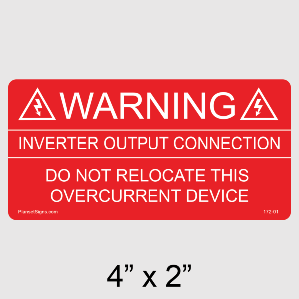 172-01 Inverter Output Connection Label