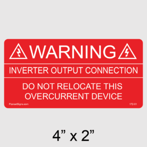 Inverter Output Connection Label, SKU 172-01