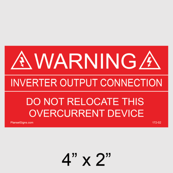 173-02 Power Source Output Connection Placard