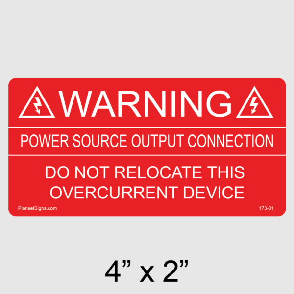 173-01 Power Source Output Connection Label