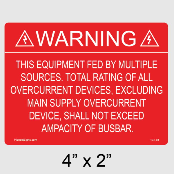175-01 Shall Not Exceed Ampacity of Busbar Label