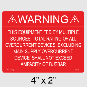 Shall Not Exceed Ampacity of Busbar Label, SKU 175-01