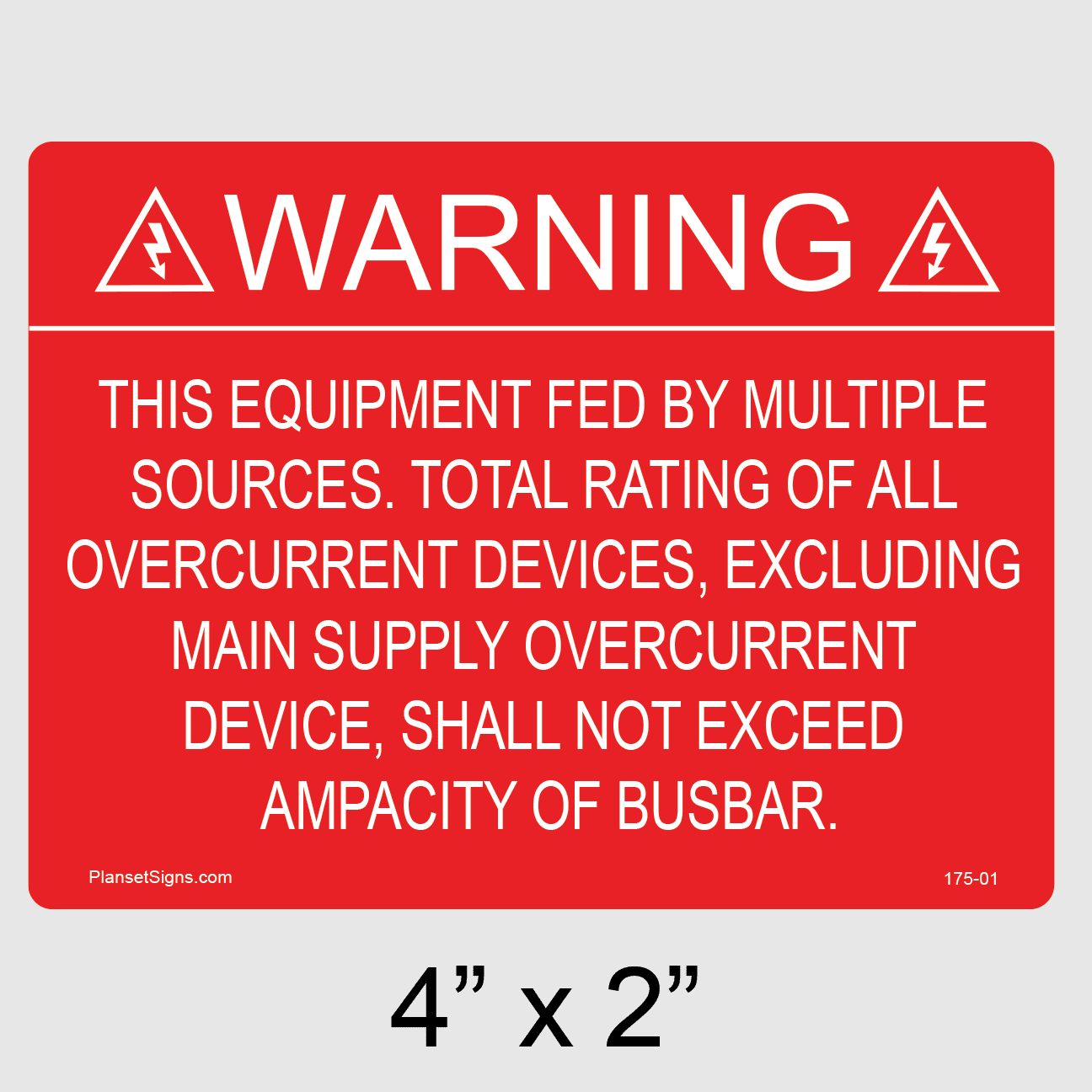 Shall Not Exceed Ampacity of Busbar Label, SKU 175-01