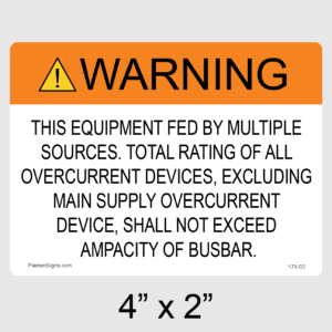 Shall Not Exceed Ampacity of Busbar Label, SKU 175-03