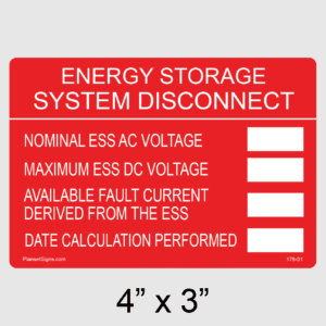 Energy Storage System Disconnect Write-In Label, SKU 178-01