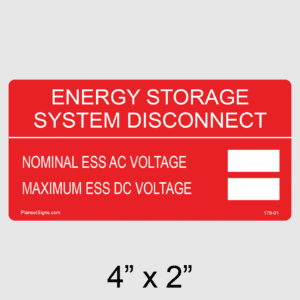 Energy Storage System Disconnect Label, SKU 179-01