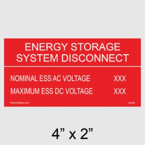 Energy Storage System Disconnect Placard, SKU 179-02