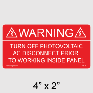Solar Warning Label, SKU 190-01