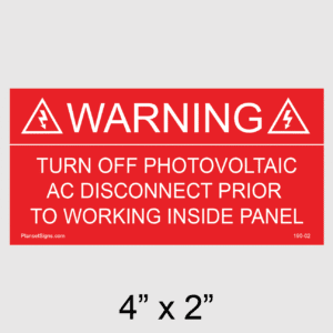 Solar Warning Placard, SKU 190-02