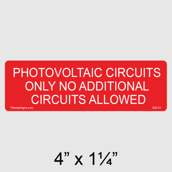 202-01 No Additional Circuits Allowed Label