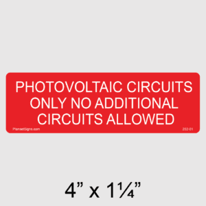 No Additional Circuits Allowed Label, SKU 202-01