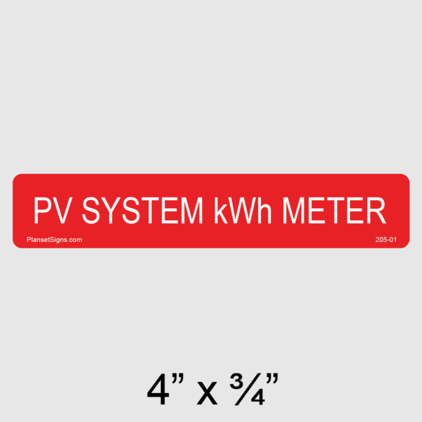 205-01 PV System kWh Meter Label