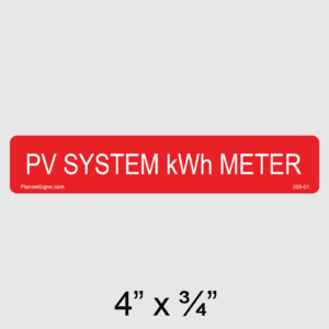 PV System kWh Meter Label, SKU 205-01