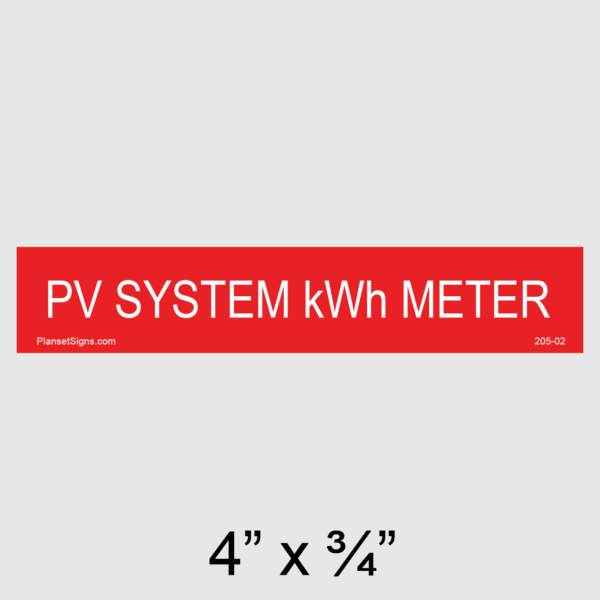 205-02 PV System kWh Meter Placard