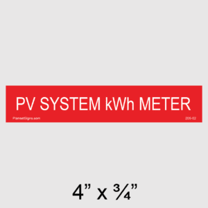 PV System kWh Meter Placard, SKU 205-02