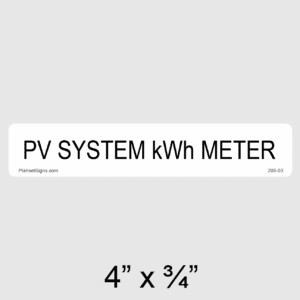 PV System kWh Meter Label, SKU 205-03