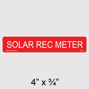 Solar Rec Meter Label, SKU 206-01