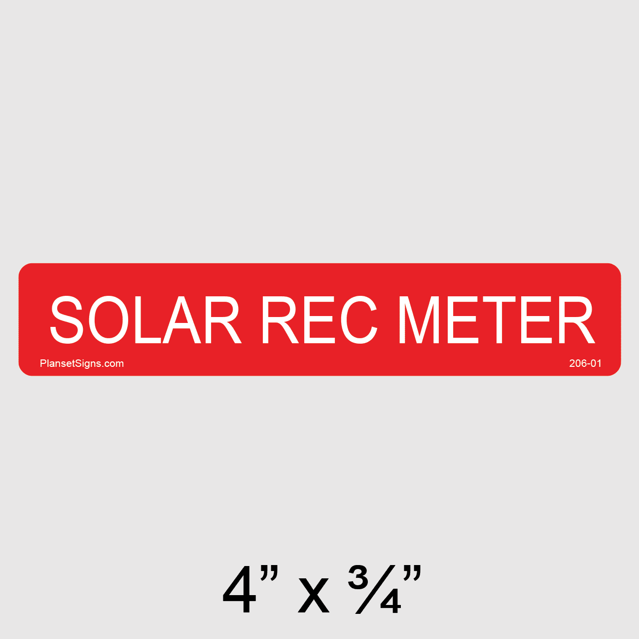Solar Rec Meter Label, SKU 206-01