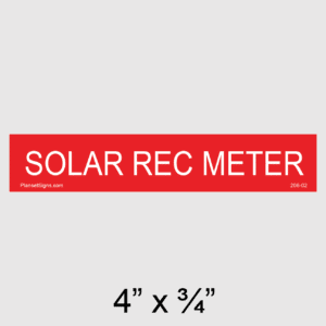 Solar Rec Meter Placard, SKU 206-02