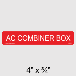 AC Combiner Box Label, SKU 207-01