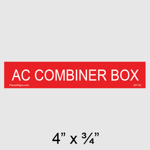 207-02 AC Combiner Box Placard