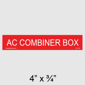 AC Combiner Box Placard, SKU 207-02