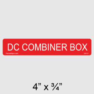 DC Combiner Box Label, SKU 208-01
