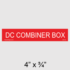 DC Combiner Box Placard, SKU 208-02
