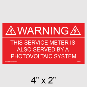 Service Meter Served by a Photovoltaic System Placard, SKU 209-02