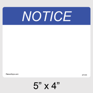 Notice Custom Label, SKU 274-03