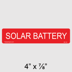 Solar Battery Label, SKU 301-01