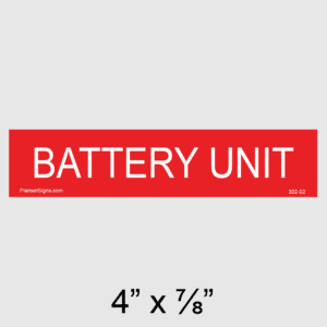 Battery Unit Placard, SKU 302-02