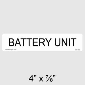 Battery Unit Label, SKU 302-03