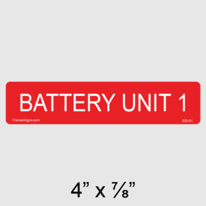 Battery Unit 1 Label, SKU 303-01