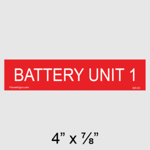 Battery Unit 1 Placard, SKU 303-02