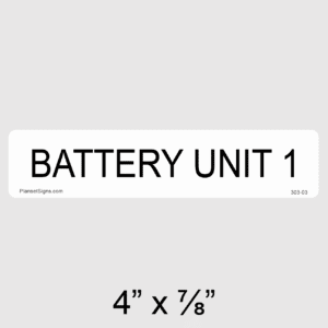 Battery Unit 1 Label, SKU 303-03