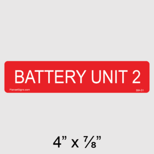 Battery Unit 2 Label, SKU 304-01